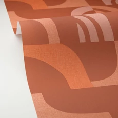 Kép 2/3 - Caselio Geometriai mintás modern piros vinyl tapéta Empreinte Terre De Sienne 53 cm X 10 m