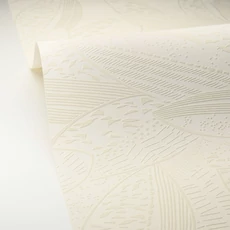 Kép 2/3 - Caselio Levélmintás modern törtfehér vlies tapéta Natura Craie 53 cm X 10 m