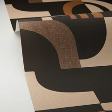 Kép 2/3 - Caselio Geometriai mintás modern barna-fekete vinyl tapéta Empreinte Terre Cuite Noir 53 cm X 10 m