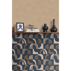 Kép 3/3 - Caselio Geometriai mintás modern kék vinyl tapéta Empreinte Bleu Univers 53 cm X 10 m