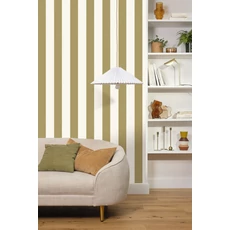 Kép 3/3 - Caselio Klasszikus csíkos olivazöld vinyl tapéta Linen Lines Vert Olive 53 cm X 10 m