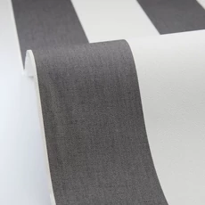 Kép 2/3 - Caselio Klasszikus csíkos fekete-fehér vinyl tapéta Linen Lines Noir 53 cm X 10 m