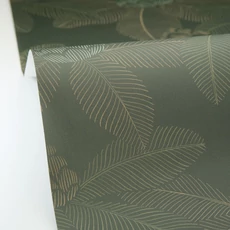 Kép 2/3 - Caselio Lótuszvirág mintás sötétzöld vinyl tapéta Lotus Vert Anglais 53 cm X 10 m