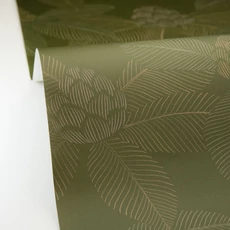 Kép 2/3 - Caselio Lótuszvirág mintás zöld vinyl tapéta Lotus Vert Mousse 53 cm X 10 m