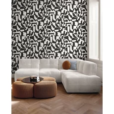Kép 3/3 - Caselio Absztrakt mintás modern fekete-fehér vinyl tapéta Broken Pattern Noir Et Blanc 53 cm X 10 m