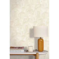 Kép 3/3 - Caselio Várost ábrázoló fehér-arany vinyl tapéta Village Blanc Or 53 cm X 10 m