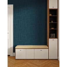 Kép 3/3 - Caselio Geometriai mintás modern sötétkék vinyl tapéta Achille Bleu Nuit 53 cm X 10 m