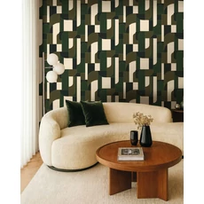 Kép 3/3 - Caselio Geometriai mintás modern olivazöld vinyl tapéta Achille Olive 53 cm X 10 m