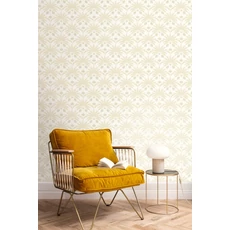 Kép 3/3 - Caselio Pálmafás art deco zöld-sárga vinyl tapéta Gisele Vert De Gris 53 cm X 10 m