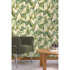 Kép 3/3 - Caselio Modern levélmintás zöld vinyl tapéta Ephyra Vert 53 cm X 10 m