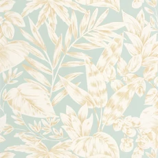 Kép 1/3 - Caselio Levélmintás kék vinyl tapéta Kalea Bleu Doux 53 cm X 10 m