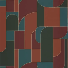 Kép 1/3 - Caselio Geometriai mintás modern bordó-zöld vinyl tapéta Achille Grenat 53 cm X 10 m