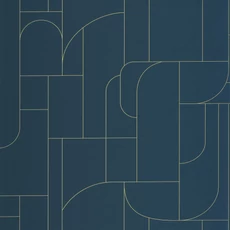 Kép 1/3 - Caselio Geometriai mintás modern sötétkék vinyl tapéta Achille Bleu Nuit 53 cm X 10 m