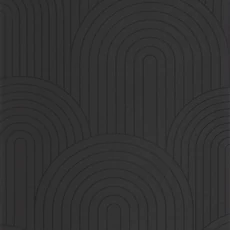 Kép 1/3 - Caselio Geometriai mintás art deco fekete vlies tapéta Curved Line Noir 53 cm X 10 m