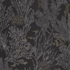 Kép 1/3 - Caselio Tenger világa fekete vinyl tapéta Deep Abyss Noir Or 53 cm X 10 m