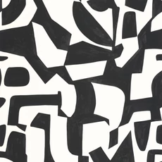 Kép 1/3 - Caselio Absztrakt mintás modern fekete-fehér vinyl tapéta Broken Pattern Noir Et Blanc 53 cm X 10 m