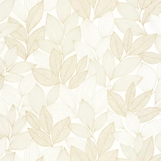 Kép 1/3 - Caselio Botanikai mintás fehér-arany vinyl tapéta Little Botanica Blanc Or 53 cm X 10 m