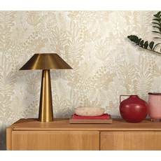 Kép 3/3 - Caselio Dzsungel mintás egzotikus fehér-arany vinyl tapéta Golden Jungle Blanc Or 53 cm X 10 m