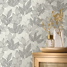 Kép 3/3 - Caselio Botanikai mintás fehér-fekete vinyl tapéta Little Botanica Noir Et Blanc 53 cm X 10 m