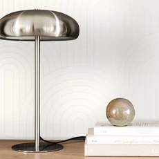 Kép 3/3 - Caselio Geometriai mintás art deco fehér vlies tapéta Curved Line Blanc 53 cm X 10 m