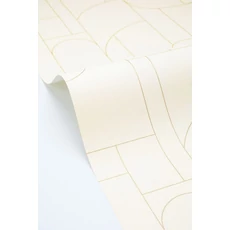 Kép 2/3 - Caselio Geometriai mintás modern fehér-arany vinyl tapéta Achille Blanc Or 53 cm X 10 m