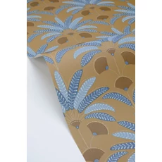 Kép 2/3 - Caselio Pálmafás art deco mustársárga-kék vinyl tapéta Gisele Moutarde 53 cm X 10 m