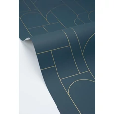 Kép 2/3 - Caselio Geometriai mintás modern sötétkék vinyl tapéta Achille Bleu Nuit 53 cm X 10 m