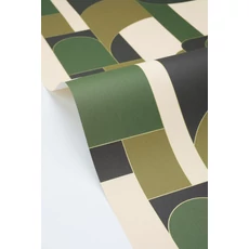 Kép 2/3 - Caselio Geometriai mintás modern olivazöld vinyl tapéta Achille Olive 53 cm X 10 m