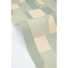 Kép 2/3 - Caselio Geometriai mintás modern pasztell zöld vinyl tapéta Achille Vert De Gris 53 cm X 10 m