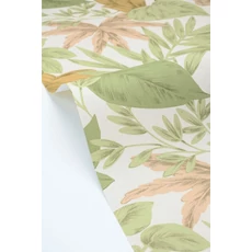 Kép 2/3 - Caselio Levélmintás zöld vinyl tapéta Kalea Multicouleurs 53 cm X 10 m