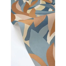 Kép 2/3 - Caselio Modern levélmintás kék vinyl tapéta Ephyra Bleu 53 cm X 10 m