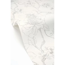 Kép 2/3 - Caselio Bájos virágmintás fehér-fekete vlies tapéta Silent Garden Noir 53 cm X 10 m