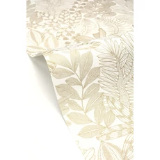 Kép 2/3 - Caselio Dzsungel mintás egzotikus fehér-arany vinyl tapéta Golden Jungle Blanc Or 53 cm X 10 m