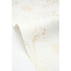 Kép 2/3 - Caselio Bájos virágmintás fehér-arany vlies tapéta Silent Garden Blanc Or 53 cm X 10 m