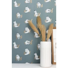 Kép 3/3 - Caselio Kékes zöld vlies tapéta Hygge Uni Vert Malachite 53 cm X 10 m