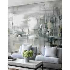 Kép 2/2 - JV Holdfényes város szürke vinyl poszter tapéta Millenium Smoke Gray 68 cm X 3 m