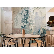 Kép 2/2 - JV Japán nő virágokkal kék vinyl poszter tapéta Sumi Teal 68 cm X 3 m