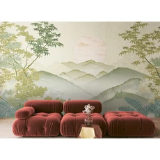 Kép 2/2 - JV Napnyugta japánkertben zöld vinyl tapéta Invermere Green 68 cm X 3 m