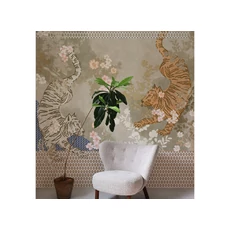 Kép 2/2 - JV Tigrisek tánca bézs vinyl poszter tapéta Noen Platinum 68 cm X 3 m