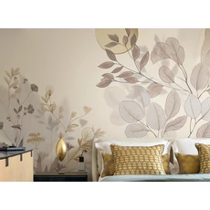 Kép 2/2 - JV Levélmintás art deco bézs vinyl poszter tapéta Belvedere Dawn 68 cm X 3 m