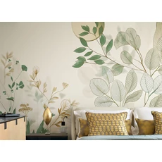 Kép 2/2 - JV Levélmintás art deco zöld vinyl poszter tapéta Belvedere Green 68 cm X 3 m