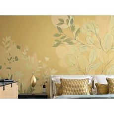Kép 2/2 - JV Levélmintás art deco sárga vinyl poszter tapéta Belvedere Mustard 544 cm X 3 m