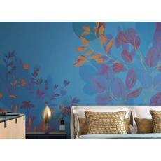 Kép 2/2 - JV Levélmintás art deco kék vinyl poszter tapéta Belvedere Night 68 cm X 3 m