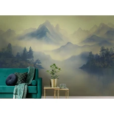 Kép 2/2 - JV Ködös hegycsúcsok kék-sárga vinyl poszter tapéta Huangshan Gold 68 cm X 3 m
