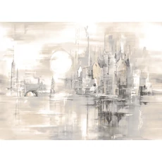 Kép 1/2 - JV Holdfényes város bézs vinyl poszter tapéta Millennium Dawn 400 cm X 3 m