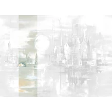 Kép 1/2 - JV Holdfényes város pasztell zöld vinyl poszter tapéta Millennium Pastel 68 cm X 3 m