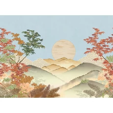 Kép 1/2 - JV Napnyugta japánkertben színes vinyl tapéta Invermere Summer 400 cm X 3 m
