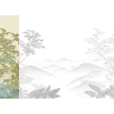 Kép 1/2 - JV Napnyugta japánkertben zöld vinyl tapéta Invermere Green 68 cm X 3 m