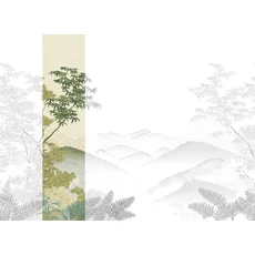 Kép 1/2 - JV Napnyugta japánkertben zöld vinyl tapéta Invermere Green 68 cm X 3 m