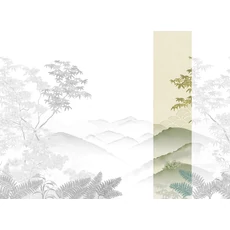 Kép 1/2 - JV Napnyugta japánkertben zöld vinyl tapéta Invermere Green 68 cm X 3 m